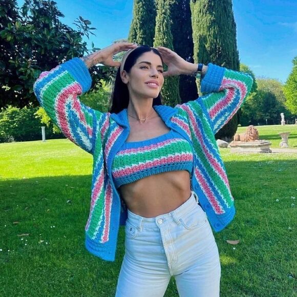 ZARA NWT KNIT TOP MULTICOLORED bloggers fav🔵 - Picture 2 of 8